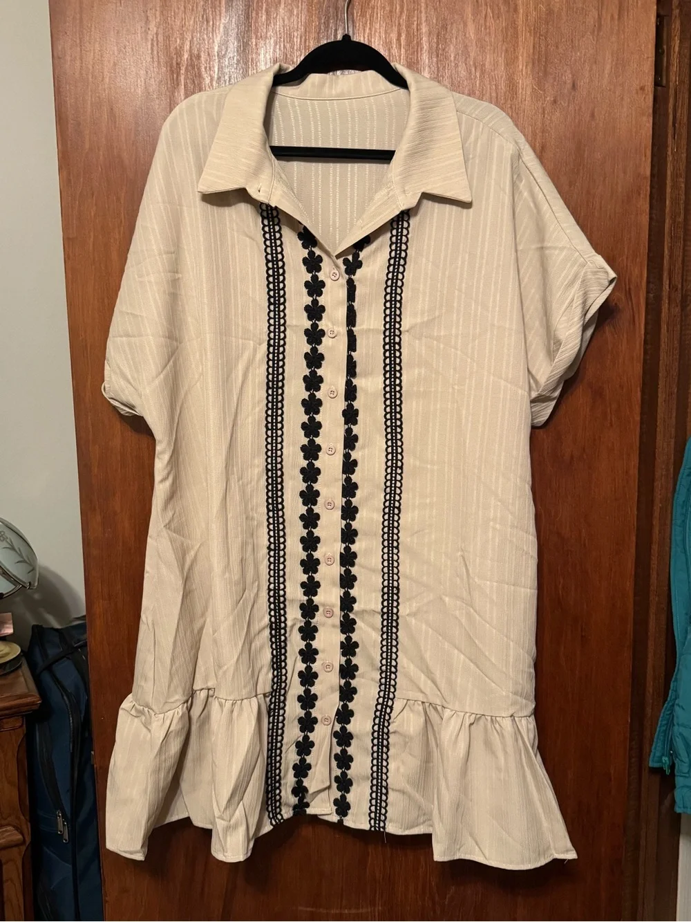 Women’s Plus Size Embroidered Stitched Floral Cottagecore Ruffle Dress 2XL